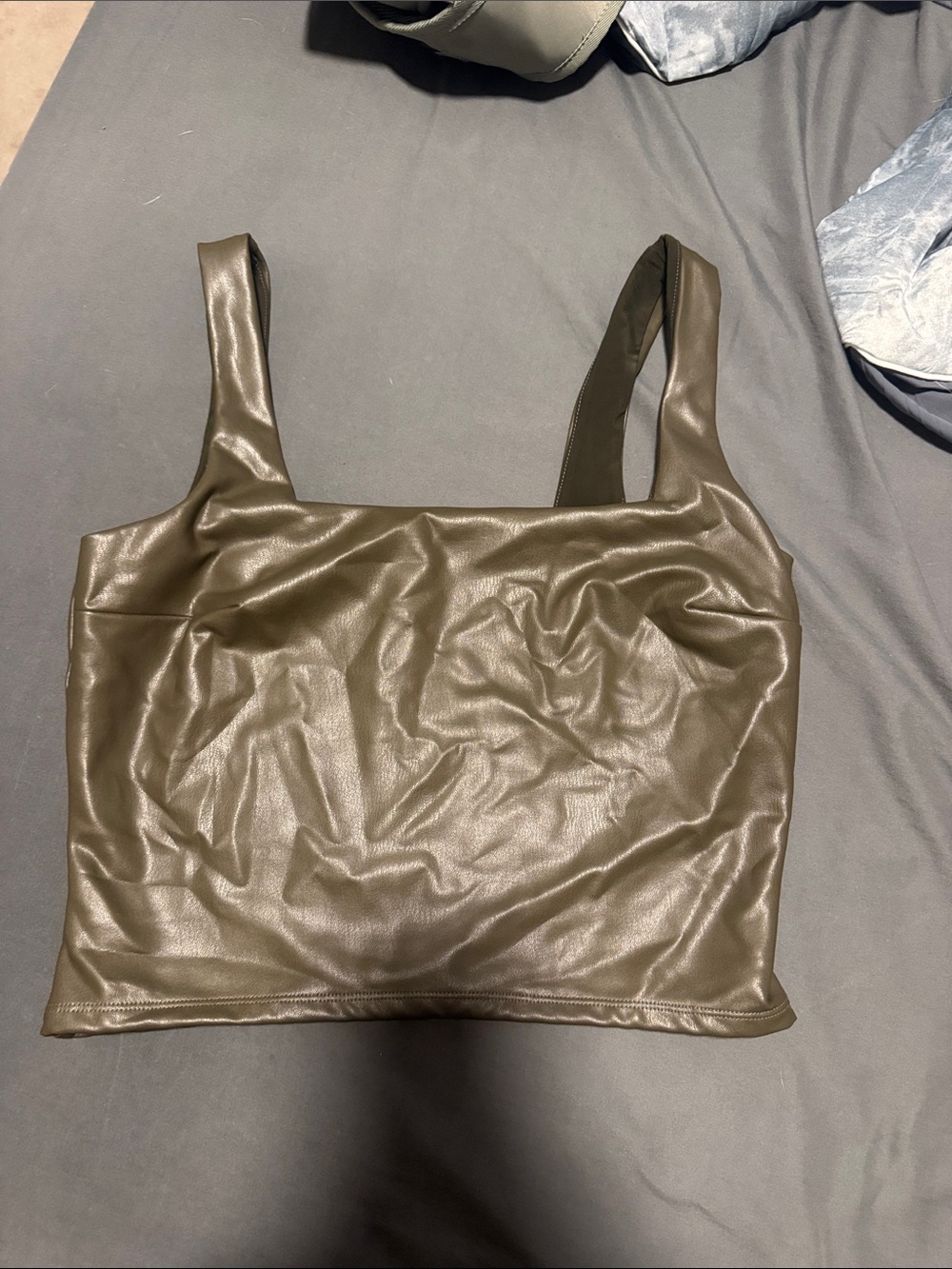 Express Faux leather Olive Green Cropped Tank